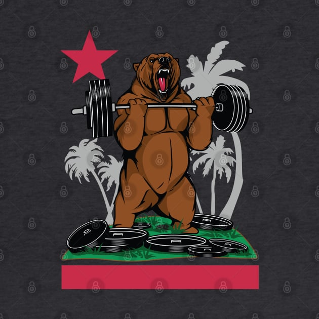 California bear lifting weights by Louieloco